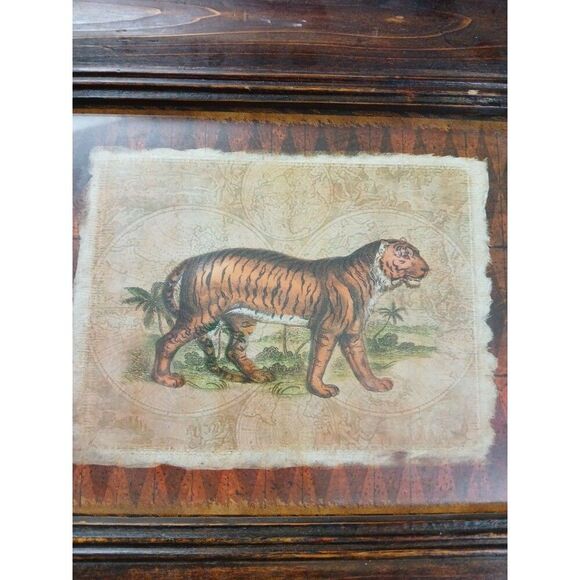 Rustic Carved Wood Frame Tiger Print Art by The Great Indoors UV Protective - Picture 4 of 11